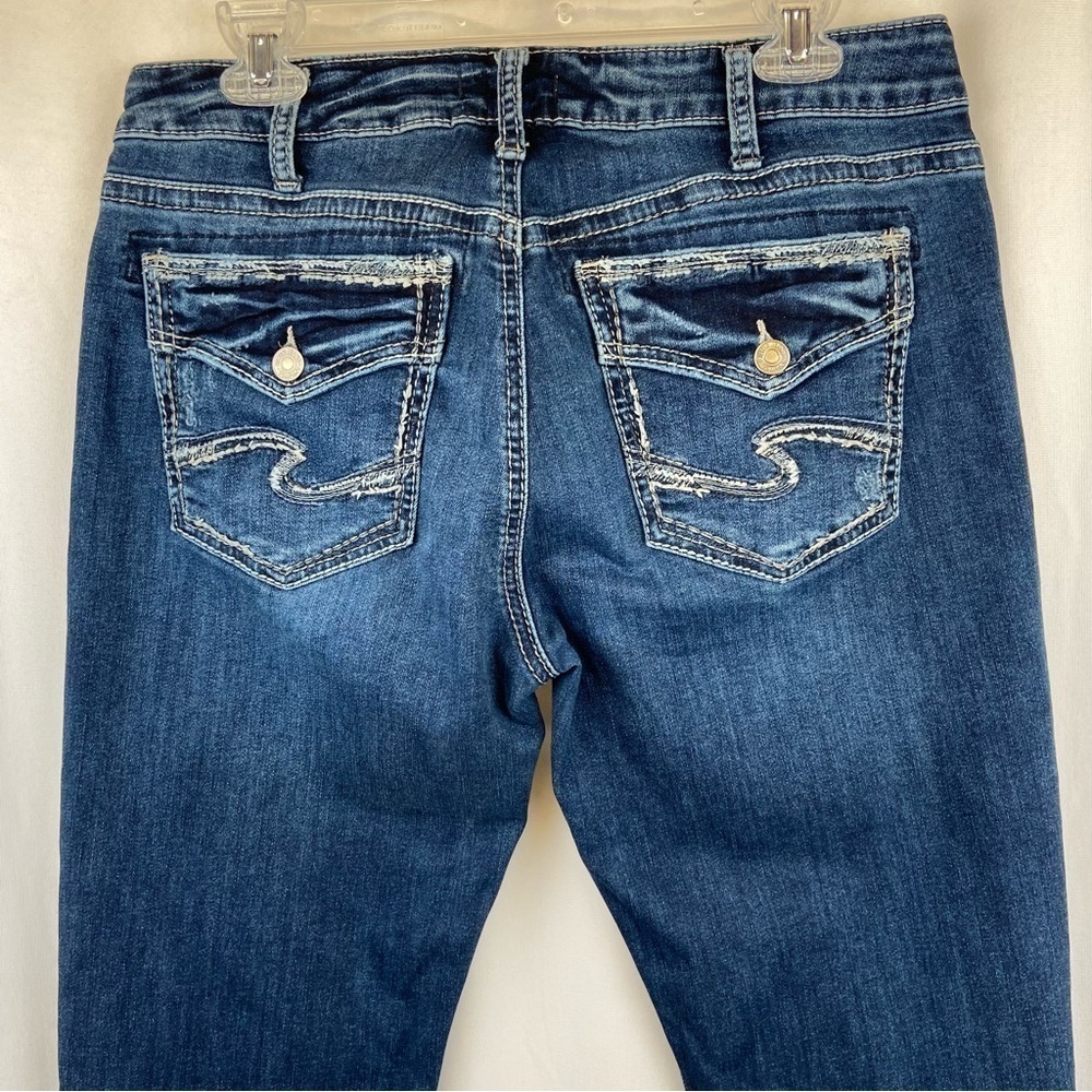 Silver Avery Slim Bootcut Denim Jeans Dark Wash W30 L32 Flap Pockets Western
